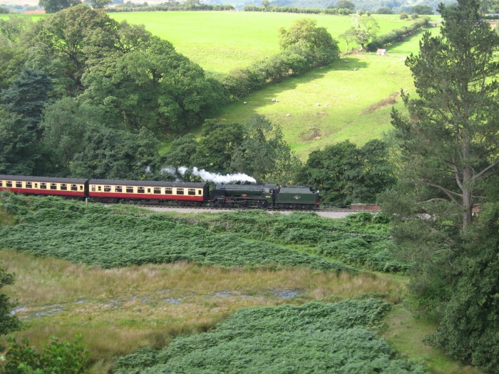 Gleich danach kommt 30926 Tv mit Zug nach Grosmont bei Darnholm abwärts gerollt, um 11:0h am 20.08.2008.